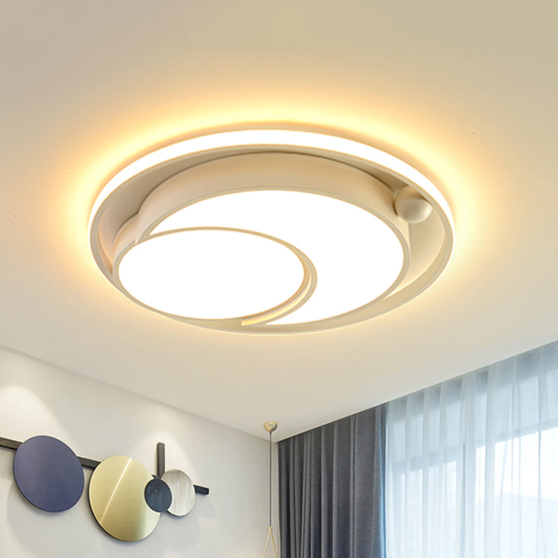 White/Black Round Flush Mount Ceiling Light Nordic Acrylic LED Ceiling Mounted Light for Bedroom in Warm/White, 18"/21.5" Dia Clearhalo 'Ceiling Lights' 'Close To Ceiling Lights' 'Close to ceiling' 'Flush mount' Lighting' 438324