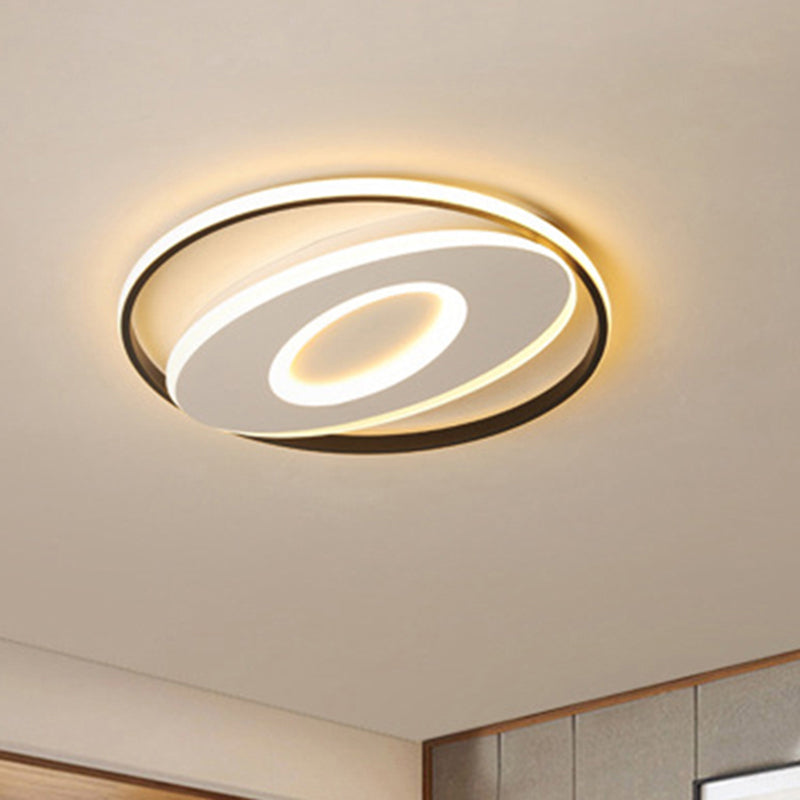 Oval Flush Light with Orbit Design Simple Acrylic LED Bedroom Ceiling Lighting in Warm/White 16"/19.5"/23.5" Wide Clearhalo 'Ceiling Lights' 'Close To Ceiling Lights' 'Close to ceiling' 'Flush mount' Lighting' 438377