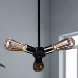 3/4/5 Lights Bare Bulb Chandelier Light Vintage Black Finish Metal Ceiling Light with Hanging Rod for Bar Clearhalo 'Cast Iron' 'Ceiling Lights' 'Chandeliers' 'Industrial Chandeliers' 'Industrial' 'Metal' 'Middle Century Chandeliers' 'Rustic Chandeliers' 'Tiffany' Lighting' 438534