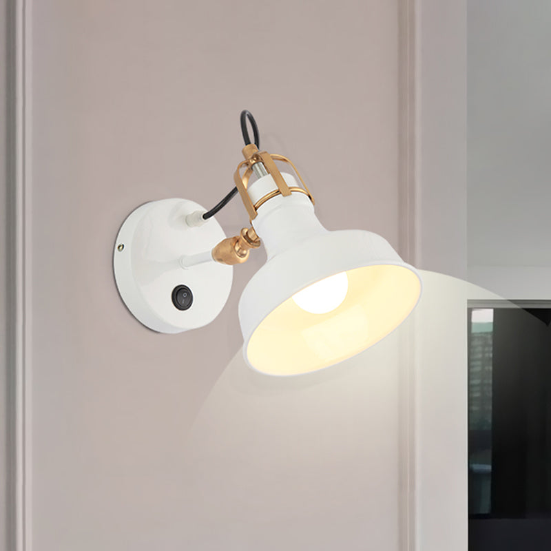 White Barn Wall Sconce Lighting Contemporary Metallic 1 Light Wall Mount Light Fixture with Switch Clearhalo 'Cast Iron' 'Glass' 'Industrial' 'Modern wall lights' 'Modern' 'Tiffany' 'Traditional wall lights' 'Wall Lamps & Sconces' 'Wall Lights' Lighting' 438829