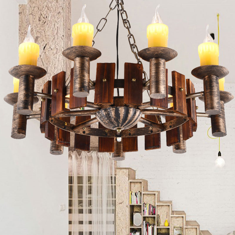 Candle Vintage Hanging Light Metal Chandeliers in Brass for Coffee Shop Living Room Clearhalo 'Ceiling Lights' 'Chandeliers' Lighting' options 438919