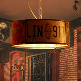 Round Cage Metal Suspension Light Three-head Retro Chandeliers in White and Red for Bar Clearhalo 'Ceiling Lights' 'Chandeliers' Lighting' options 438934