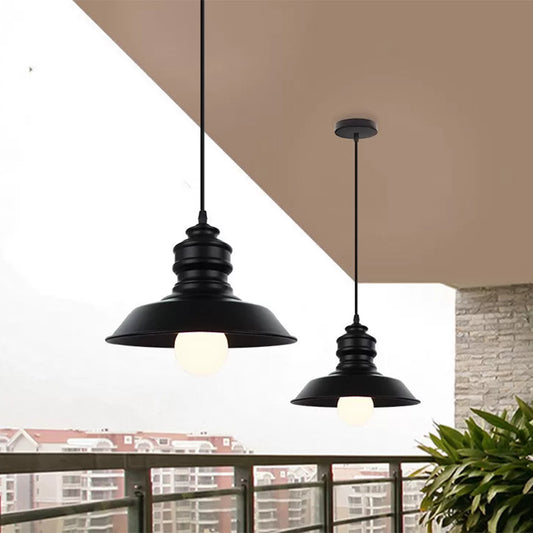 Black 1 Light Pendant Light Industrial Style Metal Barn Lampshade Hanging Lighting Fixture for Balcony Clearhalo 'Art Deco Pendants' 'Black' 'Cast Iron' 'Ceiling Lights' 'Ceramic' 'Crystal' 'Industrial Pendants' 'Industrial' 'Metal' 'Middle Century Pendants' 'Pendant Lights' 'Pendants' 'Rustic Pendants' 'Tiffany' Lighting' 438992