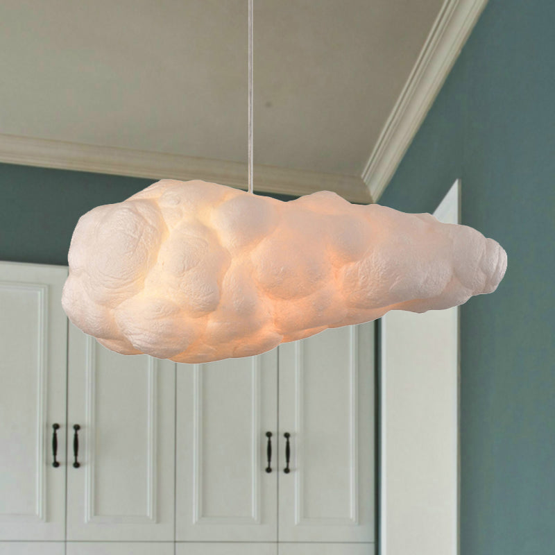 Contemporary Style Cloud Pendant Light Fixture Cotton 1/2/4-Light Dining Room Ceiling Fixture in White, 14"/16" W Clearhalo 'Ceiling Lights' 'Pendant Lights' 'Pendants' Lighting' 439019