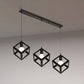 3 Bulbs Metal Pendant Light Industrial Black/White Squared Living Room Ceiling Lamp with Wire Cage Shade Clearhalo 'Ceiling Lights' 'Modern Pendants' 'Modern' 'Pendant Lights' 'Pendants' Lighting' 439025