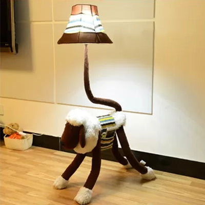 Cartoon Animal Floor Lamp Fabric One Bulb Floor Light with Tapered Shade for Bedroom Brown Clearhalo 'Floor Lamps' 'Lamps' Lighting' 43909