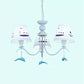 Creative Blue Chandelier Tapered Shade Metal Hanging Light with Dolphin Deco for Baby Room 3 Blue A Clearhalo 'Ceiling Lights' 'Chandeliers' Lighting' options 44320_5c396e4e-2289-492a-a6d0-e5daee623ba9