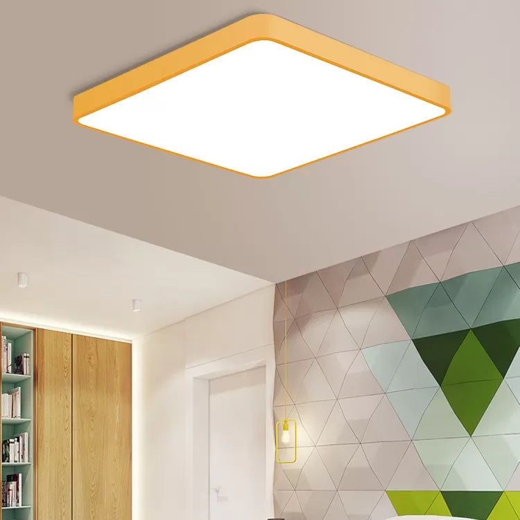 Slim Square Flush Mount Light Nordic Style Acrylic LED Ceiling Lamp for Office Hallway Yellow Clearhalo 'Ceiling Lights' 'Close To Ceiling Lights' 'Close to ceiling' 'Flush mount' Lighting' 44427