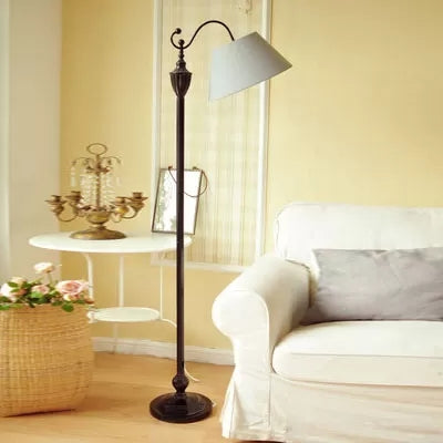 Contemporary Black Base Floor Lamp Bucket Shade One Light Metal Floor Light for Living Room Grey Clearhalo 'Floor Lamps' 'Lamps' Lighting' 44769