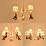 Modern Style White Pendant Light Tapered Shade Bear Metal Chandelier for Child Bedroom Clearhalo 'Ceiling Lights' 'Chandeliers' Lighting' options 44996