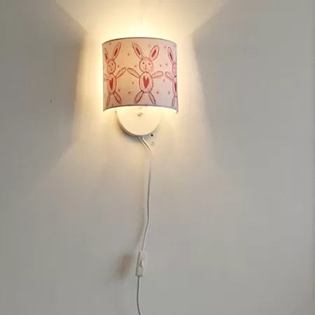 Kids Undertint Wall Light Drum Shape One Light Fabric Wall Lamp for Stair Hallway Clearhalo 'Art deco wall lights' 'Cast Iron' 'Glass' 'Industrial' 'Middle century wall lights' 'Modern' 'Tiffany wall lights' 'Tiffany' 'Traditional wall lights' 'Wall Lamps & Sconces' 'Wall Lights' Lighting' 45049