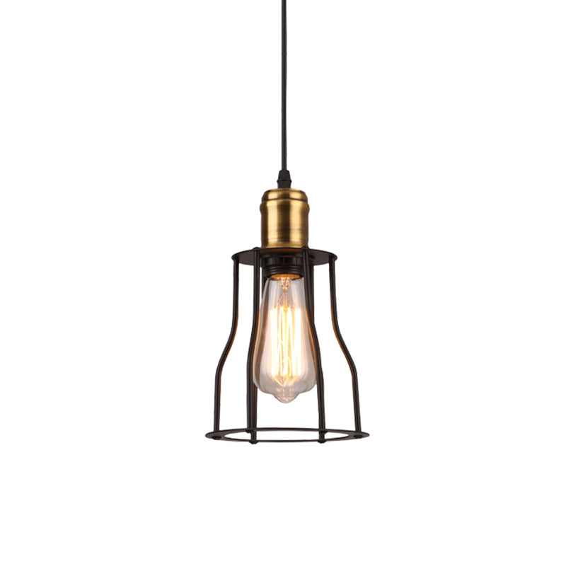 Industrial Mini Suspended Light with Wire Cage 1 Bulb Metal Pendant Lamp in Bronze/Brass for Living Room Clearhalo 'Art Deco Pendants' 'Cast Iron' 'Ceiling Lights' 'Ceramic' 'Crystal' 'Industrial Pendants' 'Industrial' 'Metal' 'Middle Century Pendants' 'Pendant Lights' 'Pendants' 'Tiffany' Lighting' 45169