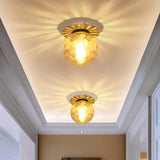 Gray/White/Green/Wood Finish Orb Light Fixture Ceiling Nordic 1 Head Close to Ceiling Light with Clear Hammered Glass Shade Clearhalo 'Ceiling Lights' 'Close To Ceiling Lights' 'Close to ceiling' 'Flush mount' Lighting' 452524