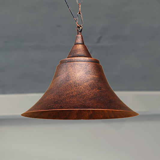 Rust Finish Bell Suspended Light Farmhouse Style Wrought Iron 1 Bulb Restaurant Hanging Ceiling Light Clearhalo 'Art Deco Pendants' 'Cast Iron' 'Ceiling Lights' 'Ceramic' 'Crystal' 'Industrial Pendants' 'Industrial' 'Metal' 'Middle Century Pendants' 'Pendant Lights' 'Pendants' 'Tiffany' Lighting' 452555