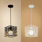 Squared Cage Restaurant Ceiling Pendant Light Retro Style Metal 1 Light Black/White Hanging Lamp Clearhalo 'Ceiling Lights' 'Modern Pendants' 'Modern' 'Pendant Lights' 'Pendants' Lighting' 45377