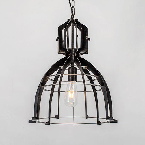 Dome/Saucer Caged Metal Hanging Lamp Industrial Style 1 Head Indoor Pendant Lighting with Adjustable Chain in Black Black A Clearhalo 'Art Deco Pendants' 'Black' 'Cast Iron' 'Ceiling Lights' 'Ceramic' 'Crystal' 'Industrial Pendants' 'Industrial' 'Metal' 'Middle Century Pendants' 'Pendant Lights' 'Pendants' 'Rustic Pendants' 'Tiffany' Lighting' 45519