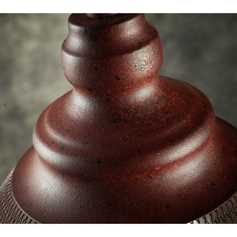 Bird Caged Metal Pendant Lighting Fixture Industrial One Bulb Dining Room Hanging Lamp in Rust, 6.5"/10" W Clearhalo 'Art Deco Pendants' 'Cast Iron' 'Ceiling Lights' 'Ceramic' 'Crystal' 'Industrial Pendants' 'Industrial' 'Metal' 'Middle Century Pendants' 'Pendant Lights' 'Pendants' 'Tiffany' Lighting' 45617