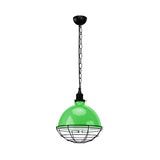 Bowl Shade Indoor Pendant Light Retro Industrial Metal 1 Bulb Black/White/Red Ceiling Light with Wire Guard and Chain Clearhalo 'Art Deco Pendants' 'Black' 'Cast Iron' 'Ceiling Lights' 'Ceramic' 'Crystal' 'Industrial Pendants' 'Industrial' 'Metal' 'Middle Century Pendants' 'Pendant Lights' 'Pendants' 'Rustic Pendants' 'Tiffany' Lighting' 456220