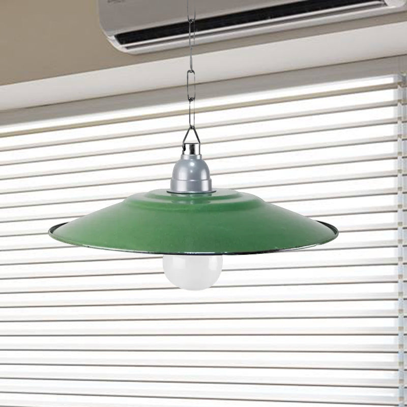 Green Saucer Shade Ceiling Fixture Industrial Enamel 1 Light Farmhouse Pendant Light, 11"/12" Diameter Clearhalo 'Art Deco Pendants' 'Cast Iron' 'Ceiling Lights' 'Ceramic' 'Crystal' 'Industrial Pendants' 'Industrial' 'Metal' 'Middle Century Pendants' 'Pendant Lights' 'Pendants' 'Tiffany' Lighting' 456239