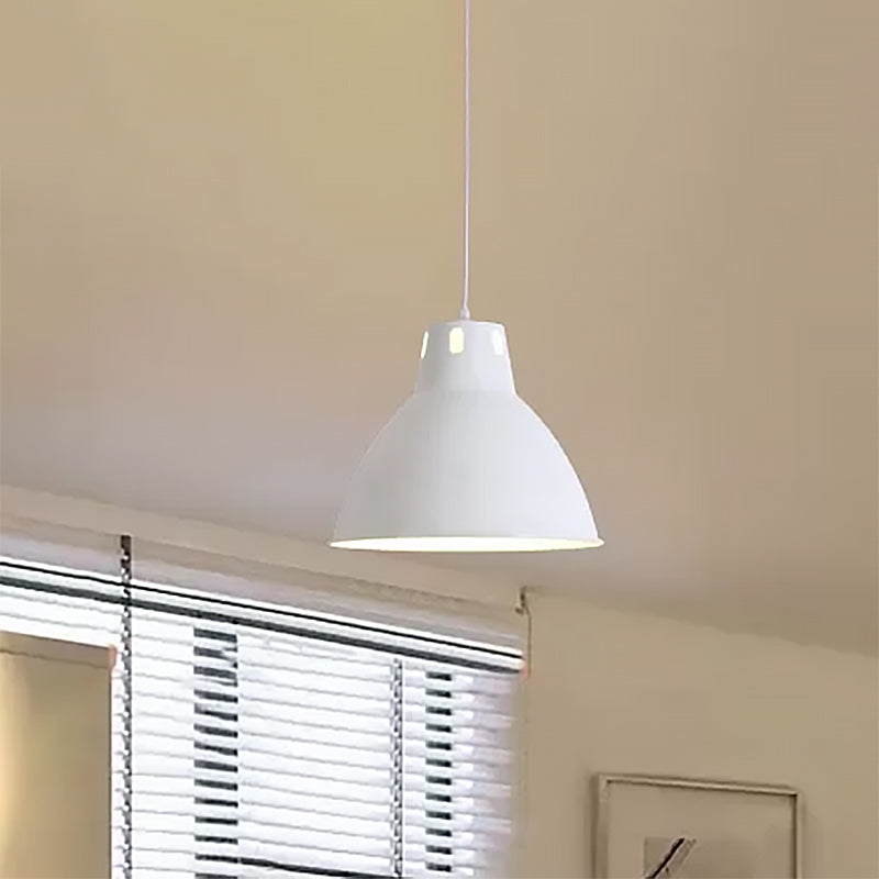 Metallic Black/White Ceiling Pendant Dome Shade 1 Head Industrial Height Adjustable Hanging Fixture Clearhalo 'Art Deco Pendants' 'Black' 'Cast Iron' 'Ceiling Lights' 'Ceramic' 'Crystal' 'Industrial Pendants' 'Industrial' 'Metal' 'Middle Century Pendants' 'Pendant Lights' 'Pendants' 'Rustic Pendants' 'Tiffany' Lighting' 456253