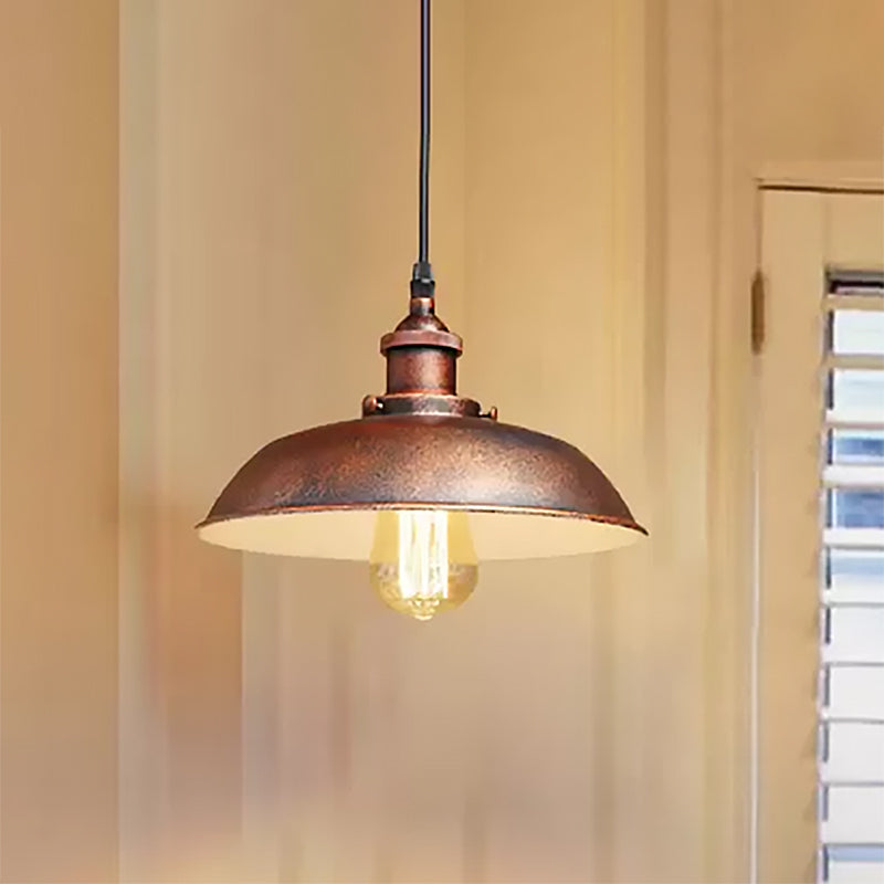 1 Bulb Barn Hanging Ceiling Light Antique Style Rust Wrought Iron Pendant Lamp with Adjustable Cord Clearhalo 'Art Deco Pendants' 'Cast Iron' 'Ceiling Lights' 'Ceramic' 'Crystal' 'Industrial Pendants' 'Industrial' 'Metal' 'Middle Century Pendants' 'Pendant Lights' 'Pendants' 'Tiffany' Lighting' 456274
