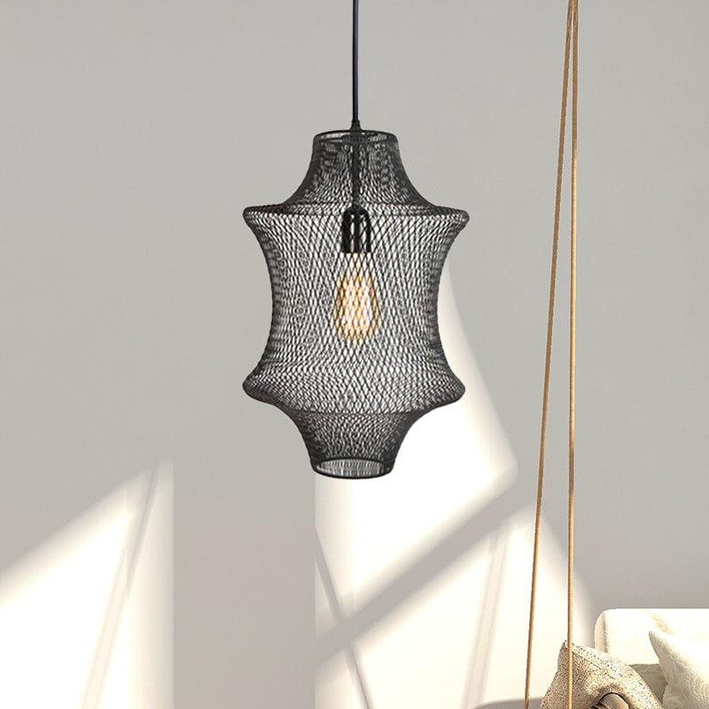 Black Mesh Cage Pendant Light Industrial Metal One Light Dining Room Hanging Lamp Clearhalo 'Art Deco Pendants' 'Black' 'Cast Iron' 'Ceiling Lights' 'Ceramic' 'Crystal' 'Industrial Pendants' 'Industrial' 'Metal' 'Middle Century Pendants' 'Pendant Lights' 'Pendants' 'Rustic Pendants' 'Tiffany' Lighting' 456334