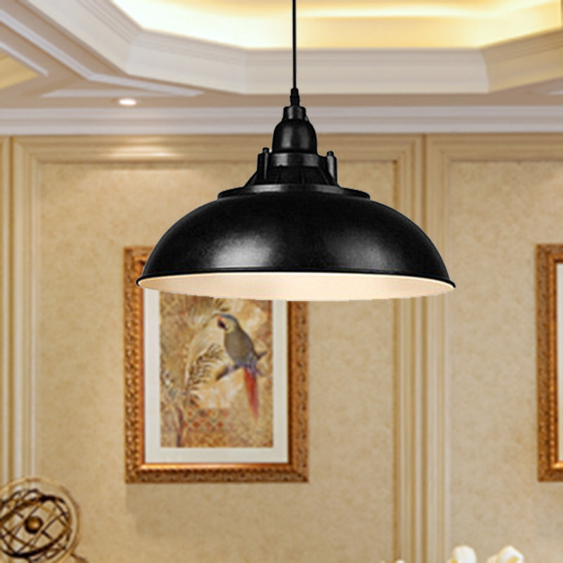 Black/Rust 1 Bulb Ceiling Light Vintage Industrial Metallic Bowl Shade Hanging Fixture for Study Room Clearhalo 'Art Deco Pendants' 'Black' 'Cast Iron' 'Ceiling Lights' 'Ceramic' 'Crystal' 'Industrial Pendants' 'Industrial' 'Metal' 'Middle Century Pendants' 'Pendant Lights' 'Pendants' 'Rustic Pendants' 'Tiffany' Lighting' 456354