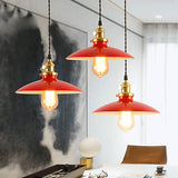 Industrial Style Bowl Pendant Lamp 10"/12.5" Wide 1 Light Metal Hanging Light in Black/White/Red over Table Red 10" 3 Clearhalo 'Art Deco Pendants' 'Black' 'Cast Iron' 'Ceiling Lights' 'Ceramic' 'Crystal' 'Industrial Pendants' 'Industrial' 'Metal' 'Middle Century Pendants' 'Pendant Lights' 'Pendants' 'Rustic Pendants' 'Tiffany' Lighting' 456376