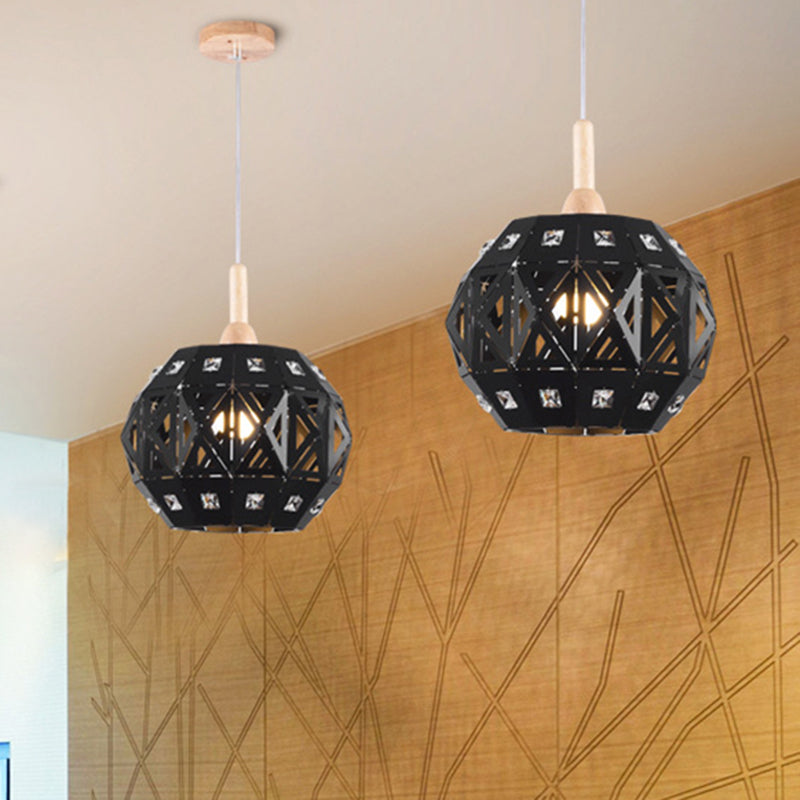 Metal Etched Globe Pendant Light 1 Light Vintage Hanging Lamp with Crystal for Study Room Clearhalo 'Art Deco Pendants' 'Black' 'Cast Iron' 'Ceiling Lights' 'Ceramic' 'Crystal' 'Industrial Pendants' 'Industrial' 'Metal' 'Middle Century Pendants' 'Pendant Lights' 'Pendants' 'Rustic Pendants' 'Tiffany' Lighting' 456387