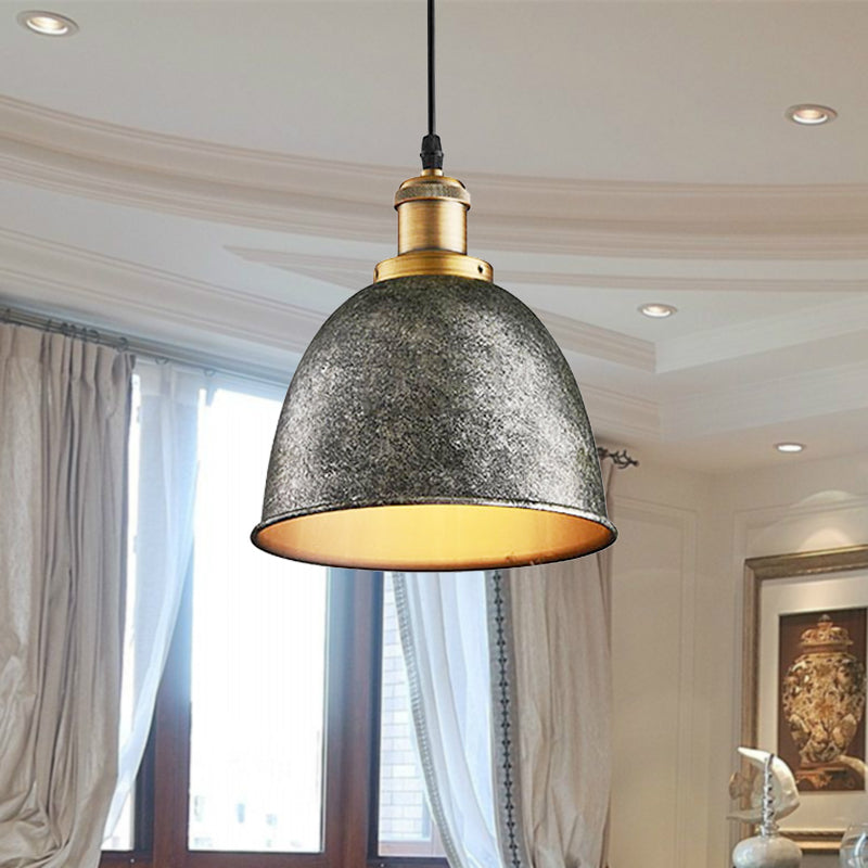 Antique Style Dome Pendant Lamp 1 Light Wrought Iron Hanging Light Fixture with Cord in Black/Rust Clearhalo 'Art Deco Pendants' 'Black' 'Cast Iron' 'Ceiling Lights' 'Ceramic' 'Crystal' 'Industrial Pendants' 'Industrial' 'Metal' 'Middle Century Pendants' 'Pendant Lights' 'Pendants' 'Rustic Pendants' 'Tiffany' Lighting' 456398