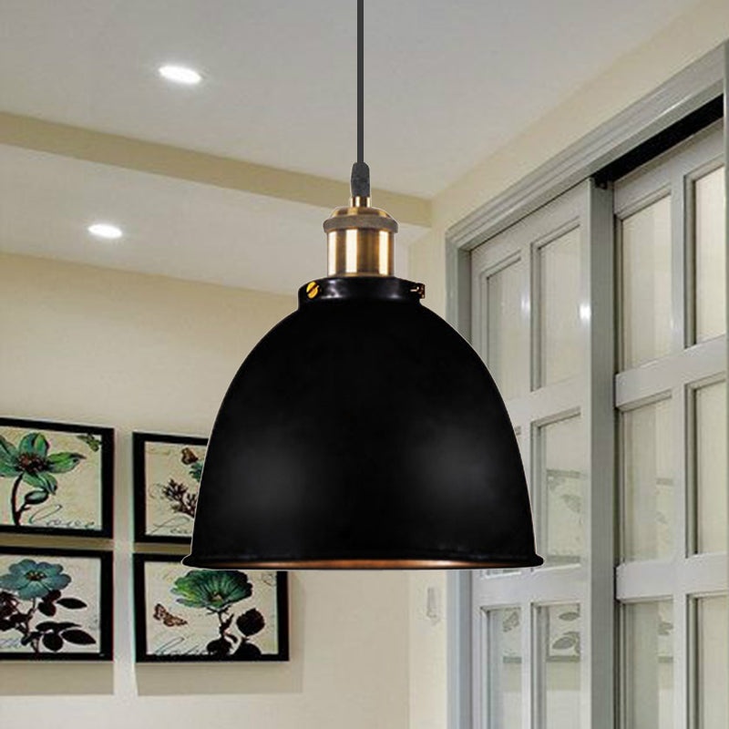 Antique Style Dome Pendant Lamp 1 Light Wrought Iron Hanging Light Fixture with Cord in Black/Rust Clearhalo 'Art Deco Pendants' 'Black' 'Cast Iron' 'Ceiling Lights' 'Ceramic' 'Crystal' 'Industrial Pendants' 'Industrial' 'Metal' 'Middle Century Pendants' 'Pendant Lights' 'Pendants' 'Rustic Pendants' 'Tiffany' Lighting' 456399