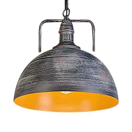 8"/12"/16" W 1 Bulb Pendant Light Antique Style Metal Hanging Light Fixture in Dark Grey/Light Grey for Dining Room Clearhalo 'Art Deco Pendants' 'Cast Iron' 'Ceiling Lights' 'Ceramic' 'Crystal' 'Industrial Pendants' 'Industrial' 'Metal' 'Middle Century Pendants' 'Pendant Lights' 'Pendants' 'Tiffany' Lighting' 456435