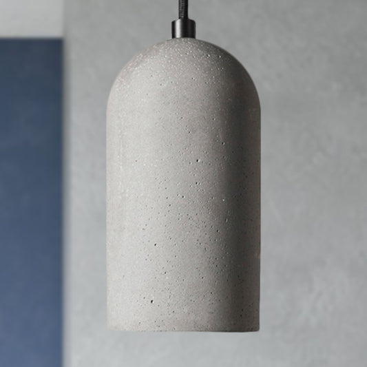 1 Light Cylinder Shade Pendant Light Antique Style Gray Cement Hanging Lamp for Living Room Clearhalo 'Ceiling Lights' 'Modern Pendants' 'Modern' 'Pendant Lights' 'Pendants' Lighting' 456440
