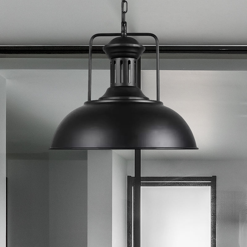 13"/14"/16" Dia Bowl Metal Pendant Lighting Retro Stylish 1 Bulb Dining Room Hanging Ceiling Light in Black/White Inner/White Clearhalo 'Art Deco Pendants' 'Black' 'Cast Iron' 'Ceiling Lights' 'Ceramic' 'Crystal' 'Industrial Pendants' 'Industrial' 'Metal' 'Middle Century Pendants' 'Pendant Lights' 'Pendants' 'Rustic Pendants' 'Tiffany' Lighting' 456441
