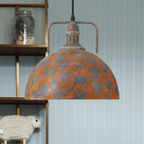 Rust Finish Domed Pendant Light Antique Style Wrought Iron 1 Head Dining Table Hanging Fixture with Vented Socket Clearhalo 'Art Deco Pendants' 'Cast Iron' 'Ceiling Lights' 'Ceramic' 'Crystal' 'Industrial Pendants' 'Industrial' 'Metal' 'Middle Century Pendants' 'Pendant Lights' 'Pendants' 'Tiffany' Lighting' 456456