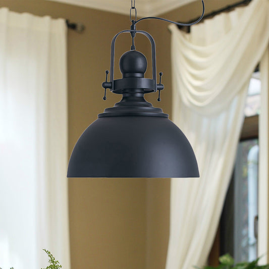 Black Finish Domed Ceiling Pendant Industrial Metallic 1 Light Dining Table Hanging Light with Swivel Joint Clearhalo 'Art Deco Pendants' 'Black' 'Cast Iron' 'Ceiling Lights' 'Ceramic' 'Crystal' 'Industrial Pendants' 'Industrial' 'Metal' 'Middle Century Pendants' 'Pendant Lights' 'Pendants' 'Rustic Pendants' 'Tiffany' Lighting' 456461