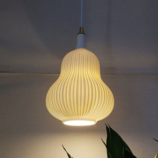 1 Bulb Gourd Shape Suspension Light Creative Clear Glass Pendant Light in White for Dining Room Clearhalo 'Ceiling Lights' 'Modern Pendants' 'Modern' 'Pendant Lights' 'Pendants' Lighting' 456465