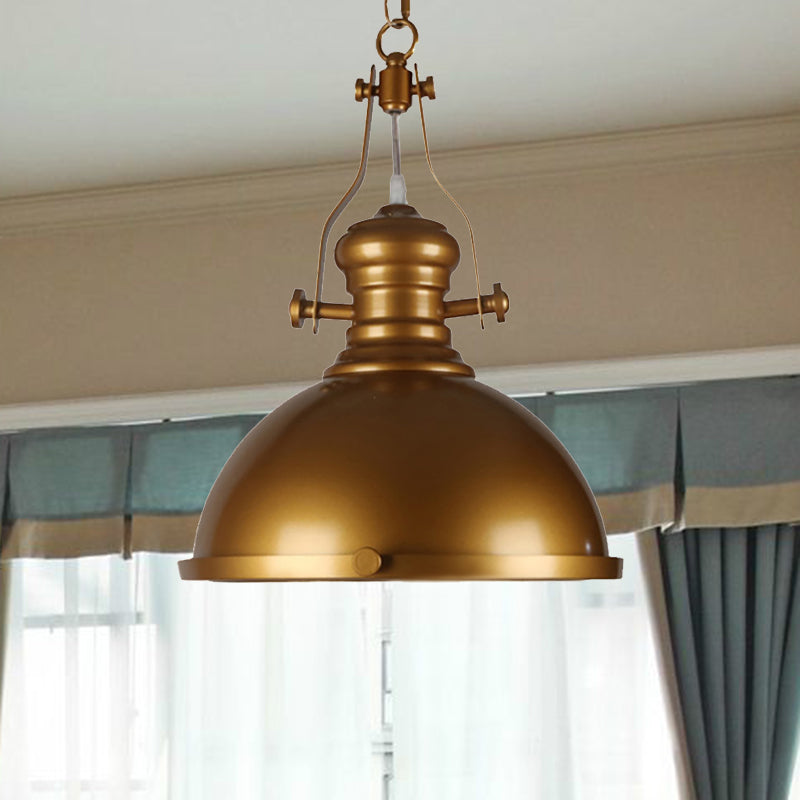 Metal Dome Shade Pendant Light Antique Style 1 Light Hanging Lamp with Frosted Diffuser in Antique Brass Antique Brass Clearhalo 'Art Deco Pendants' 'Cast Iron' 'Ceiling Lights' 'Ceramic' 'Crystal' 'Industrial Pendants' 'Industrial' 'Metal' 'Middle Century Pendants' 'Pendant Lights' 'Pendants' 'Tiffany' Lighting' 456475