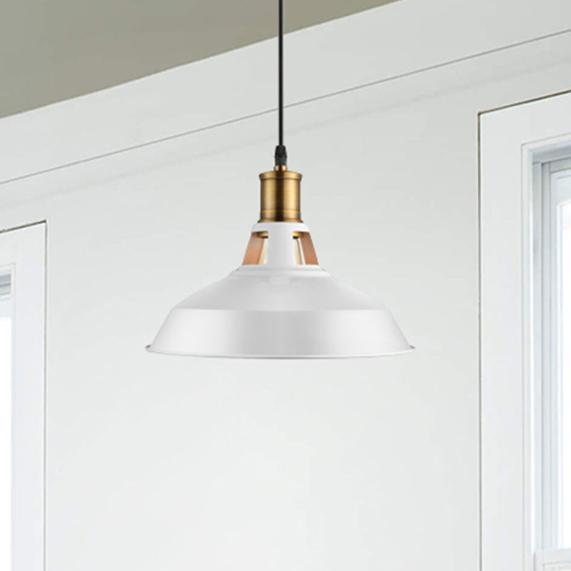 10.5"/12"/15" W 1 Light Hanging Light with Barn Shade Iron Farmhouse Style Dining Room Ceiling Light Fixture in Black/White/White Inner Clearhalo 'Art Deco Pendants' 'Black' 'Cast Iron' 'Ceiling Lights' 'Ceramic' 'Crystal' 'Industrial Pendants' 'Industrial' 'Metal' 'Middle Century Pendants' 'Pendant Lights' 'Pendants' 'Rustic Pendants' 'Tiffany' Lighting' 456500