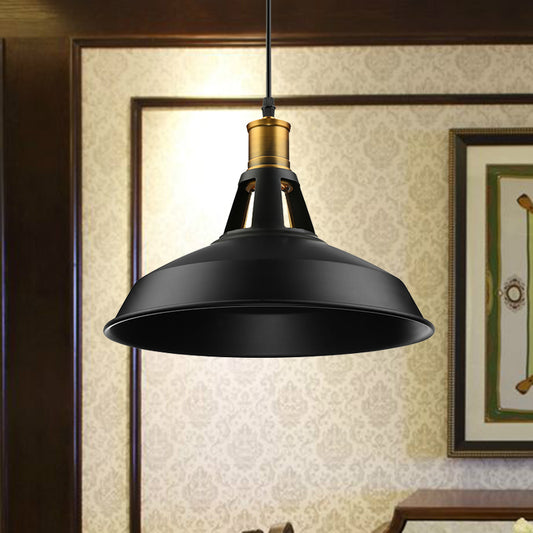 10.5"/12"/15" W 1 Light Hanging Light with Barn Shade Iron Farmhouse Style Dining Room Ceiling Light Fixture in Black/White/White Inner Clearhalo 'Art Deco Pendants' 'Black' 'Cast Iron' 'Ceiling Lights' 'Ceramic' 'Crystal' 'Industrial Pendants' 'Industrial' 'Metal' 'Middle Century Pendants' 'Pendant Lights' 'Pendants' 'Rustic Pendants' 'Tiffany' Lighting' 456501