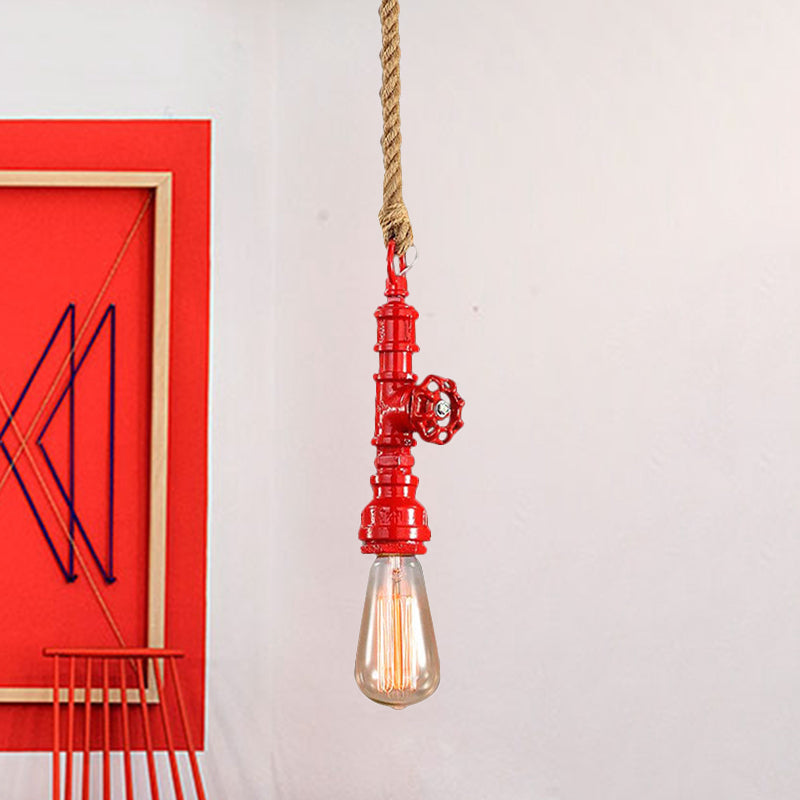 Red/Blue Finish Pipe Ceiling Light Fixture Industrial Style Iron 1 Light Stairway Suspended Lamp Clearhalo 'Art Deco Pendants' 'Cast Iron' 'Ceiling Lights' 'Ceramic' 'Crystal' 'Industrial Pendants' 'Industrial' 'Metal' 'Middle Century Pendants' 'Pendant Lights' 'Pendants' 'Tiffany' Lighting' 456504