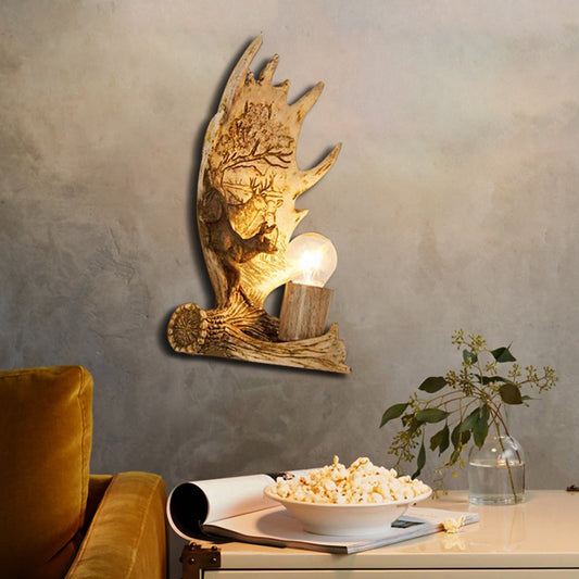 1 Light Marble Wall Lamp Modern Style Bronze Cylinder Dining Room Sconce Light Fixture with Elk Brown B Clearhalo 'Industrial wall lights' 'Industrial' 'Middle century wall lights' 'Tiffany' 'Wall Lamps & Sconces' 'Wall Lights' Lighting' 456518