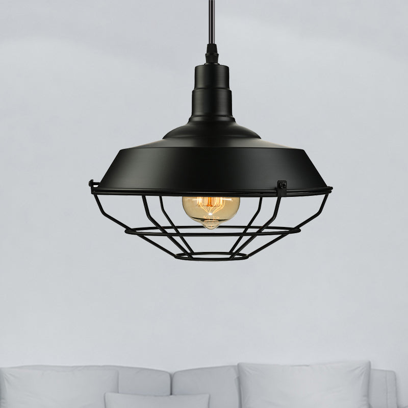 10"/14"/18" Dia 1 Head Pendant Light with Barn Shade Metal Farmhouse Style Dining Room Hanging Fixture in Black Clearhalo 'Art Deco Pendants' 'Black' 'Cast Iron' 'Ceiling Lights' 'Ceramic' 'Crystal' 'Industrial Pendants' 'Industrial' 'Metal' 'Middle Century Pendants' 'Pendant Lights' 'Pendants' 'Rustic Pendants' 'Tiffany' Lighting' 456565