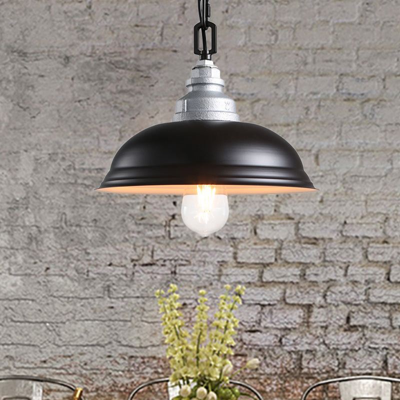 1 Head Suspension Lamp Industrial Stylish Bowl Shade Metal Hanging Light in Black for Restaurant Clearhalo 'Art Deco Pendants' 'Black' 'Cast Iron' 'Ceiling Lights' 'Ceramic' 'Crystal' 'Industrial Pendants' 'Industrial' 'Metal' 'Middle Century Pendants' 'Pendant Lights' 'Pendants' 'Rustic Pendants' 'Tiffany' Lighting' 456592