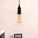 Industrial Bell Pendant Lighting Single-Bulb Clear Glass Hanging Light Fixture in Black Clearhalo 'Ceiling Lights' 'Glass shade' 'Glass' 'Industrial Pendants' 'Industrial' 'Middle Century Pendants' 'Pendant Lights' 'Pendants' 'Tiffany' Lighting' 456693