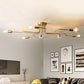 Vintage Exposed Ceiling Flush Mount 4/6-Light Metallic Semi Flush Light with Sputnik Design in Antique Brass/Black Clearhalo 'Ceiling Lights' 'Close To Ceiling Lights' 'Close to ceiling' 'Semi-flushmount' Lighting' 456780
