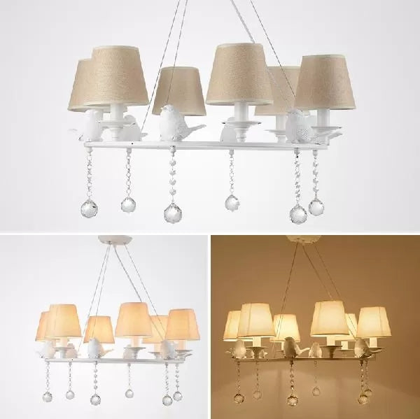 Bucket Shade Living Room Chandelier Metal Elegant Hanging Lamp with Crystal in White Clearhalo 'Ceiling Lights' 'Chandeliers' Lighting' options 45923