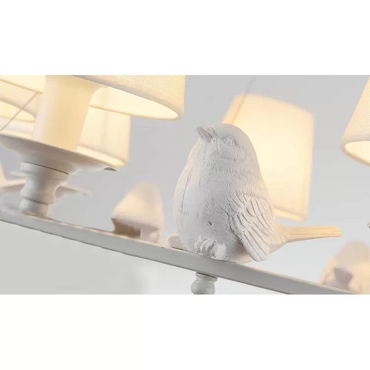 Bucket Shade Living Room Chandelier Metal Elegant Hanging Lamp with Crystal in White Clearhalo 'Ceiling Lights' 'Chandeliers' Lighting' options 45929