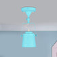 Retro Loft Tapered Semi Flush Pendant Light 1 Head Rotatable Metal Ceiling Lamp in Grey/Red/Pink for Bedroom Blue Clearhalo 'Ceiling Lights' 'Close To Ceiling Lights' 'Close to ceiling' 'Semi-flushmount' Lighting' 460036