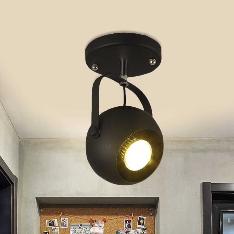 1/3-Head Metal Ceiling Light Fixture Vintage Style Black Globe Shade Bedroom Rotatable Semi Flush Light Clearhalo 'Ceiling Lights' 'Close To Ceiling Lights' 'Close to ceiling' 'Semi-flushmount' Lighting' 460038